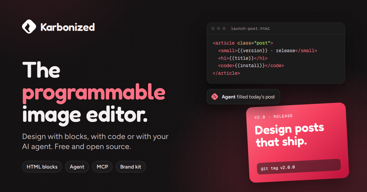 I made Karbonized, a free and open-source image editor you can program (v2.0 just shipped)